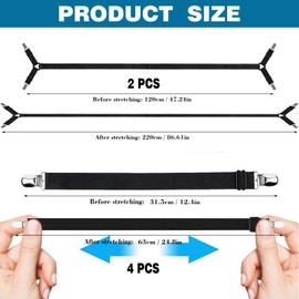 Mattress Clips Adjustable Under Mattress Bed, Adjustable Elastic Bed Sheet Straps, Bed Sheet Clip, Black Bed Sheet Tensioner: The Ultimate Fitted Sheet Holder - Bed Sheet Tensioner Adjustable