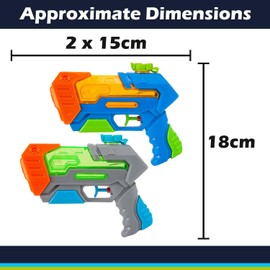 VFM e-Store - Water Gun Pistol 2 Pack Of Pistols Outdoor Pool Water Guns for Adults Kids Summer Beach - 18cm X 15cm Multi Coloured 2 Pack
