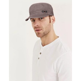 Rumnoke Cadet Army Caps Twill Flat Top Baseball Cap Adjustable Cotton Military Hat for Men Women Brown