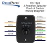 RecPro RV Speaker Switch 3-Position Control Panel | Labeled Twist