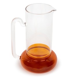elle decor Bedside Pitcher Set | 32-Ounce Carafe with Cup | Tumbler Doubles as A Lid | Made of Borosilicate Glass | For Guest Room, Nightstand, Office, or Gift (Amber)