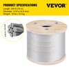 VEVOR 3/16 T304 Stainless Steel Cable 250FT, 3700 LBS Breaking