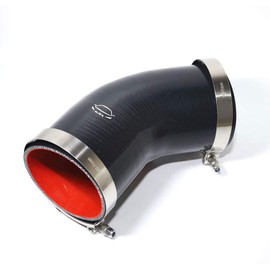 LTI - Acoplador de manguera universal de silicona con 4 capas reforzadas de alto rendimiento, 10 mm, diámetro de 45 grados, con abrazadera de tornillo en T, acero inoxidable T304 de 4 pulgadas, color negro