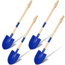 Threan 4 Pcs 28 Inch Metal Beach Shovels for Kids Long Detachable Sand Shovels with Wooden Handle, Versatile Beach Play and Gardening Tool for Children Toddlers Adults