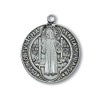 McVan Antiqued Silver Tone St Benedict Medal Pendant, 1 Inch