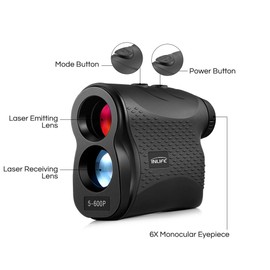 Golf Laser Rangefinder 600m Waterproof with 6X Magnification Lens, Flag-Lock, Distance, Fog, Speed and Continuous Measurement for Golf, Racing, Archery, Survey