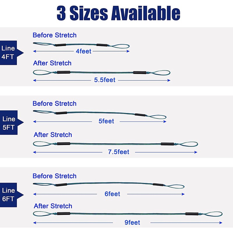 PWC Bungee Dock Lines Mooring Rope, Stretchable Docking Ropes with
