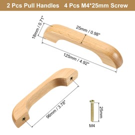 sourcing map 2Pcs Wood Drawer Pulls Handles, U Shaped 96mm/3.78" Hole Spacing Beech Wood Cabinets Drawer Knobs Pull Handles for Kitchen Cabinets Dresser Furniture