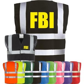 Corporate Togs FBI Fancy Dress Funny Vest - High Visibility Waistcoat, Brace Hi-Vis Strips, Fully EN471 Health, Protective Safety Wear | Safety Apparel