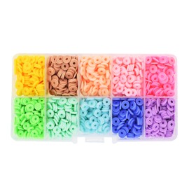 Mandala Crafts Pastel Heishi Beads for Jewelry Making - 3000 Pastel Polymer Clay Beads for Bracelets Making - Pastel Flat Beads Disc Beads 6mm Round Disk Spacer Beads