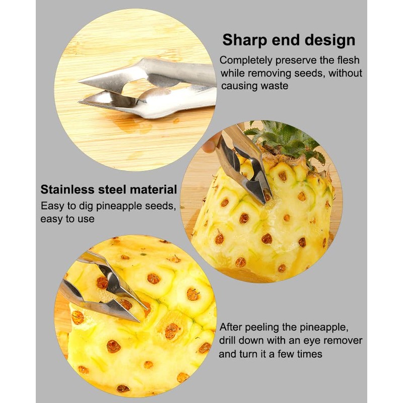 AKOAK 3 Pcs Portable Creative Pineapple Eye Peeler Pineapple Clip
