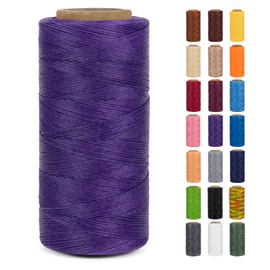 LEREATI Waxed Thread, 284 Yards 150D 0.8mm Leather Sewing Thread Flat Waxed Cord, Leather Repair Weave String for Leather Stitching Sewing, Bookbinding, Bracelets, DIY Crafts (Dark Purple)