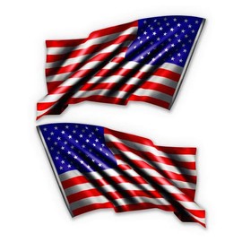 GT Graphics American Flags Waving - 18" Each - Large Size Vinyl Stickers - for Truck Car Cornhole Board