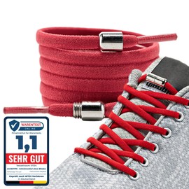 LaceHype Premium Elastic No-Tie CP2 Shoelaces with Metal Aglets for Trainers, Sports Shoes, Set for 2 Pairs of Shoes, Red, Set for 2 Pairs of Shoes