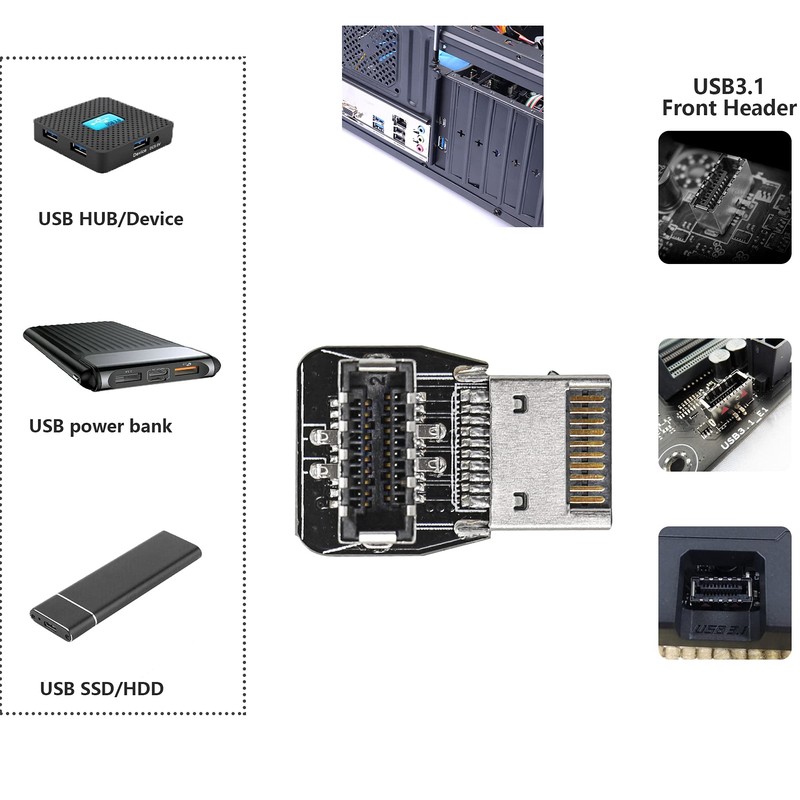 CERRXIAN 90 Degree USB Type E Adapter, Up Angle USB