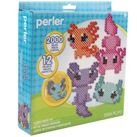 Perler 80-57255 Axolotl Fused Bead Craft Activity Kit with 12 Projects, Multicolor, 2004 Pieces