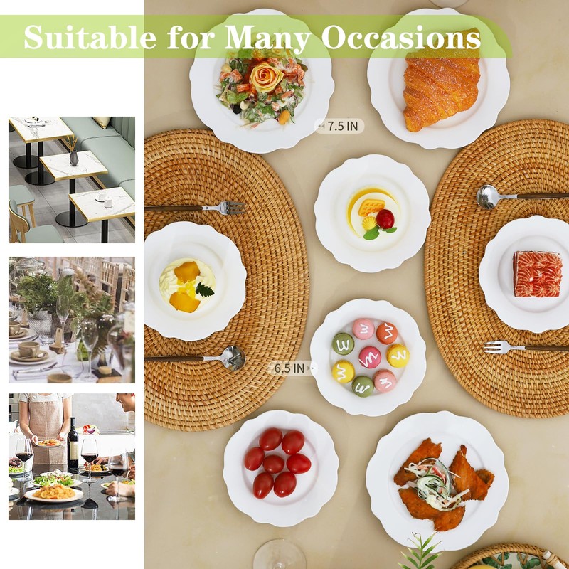 TAMAYKIM 6 Inch Porcelain Dessert Plates, Set of 18, White