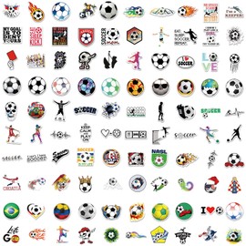 100PCS Soccer Stickers for Scrapbooking, Vinyl Waterproof Stickers for Water Bottles, Soccer Team Gifts for Kids Teens, Christmas Stocking Stuffers for Kids Boys Girls