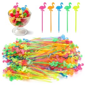 200PCS Cocktail Picks Flamingo Toothpicks for Appetizers Cocktail Sticks for, Fruit, Party Supplies - Multicolor (3.2 Inch)