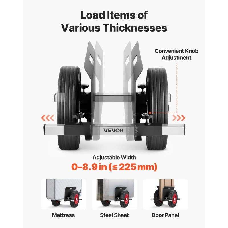 Drywall Mover Dolly 10 Inch Rubber Wheels Adjustable Clamp Panel