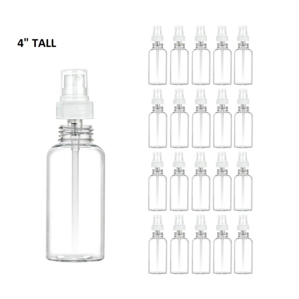 AllTopBargains 20Pack Clear Plastic 2Oz PET Empty Spray Bottle with
