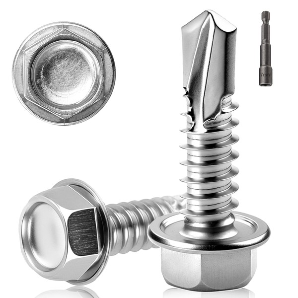 120 PCS Self Tapping Screws Metal M4.2X25MM Hex Head Self