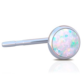 Silver Tragus Stud Earring - Delicate and Comfortable Sterling SIlver Stud Piercing with 3mm White Opal - Trendy 22 Gauge L Shape Jewelry