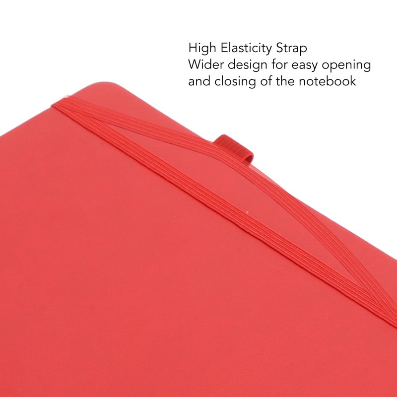 A5 Lined Notebook Portable PU Leather Hardcover Notebook with Elastic