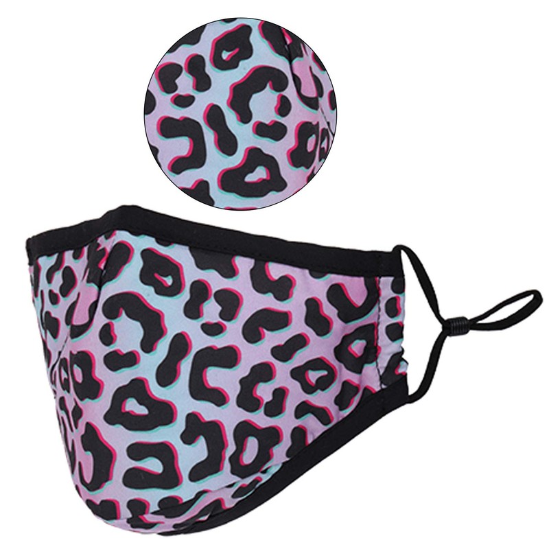 Reusable washable 3 layers cotton cloth - grey - leopard