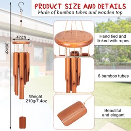 Vinsot 2 Pieces Bamboo Wind Chimes for Outside 30 Inches Wooden Classic Zen Rustic Chimes Deep Tone with Wind Catcher for Relaxation Patio Garden Indoor (Classic Bamboo)