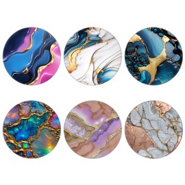 Nsotts (6 Pack) Collapsible Cell Phone Grip for Smartphones,Expanding Cellphone Holder for Phone - Blue Rose Gold Marble