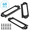 Suiwotin 60pcs Metal Label Holder, Black Metal Library Tags, File