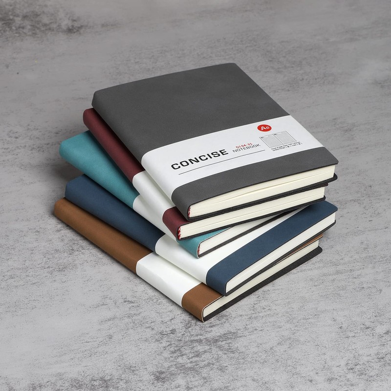 Notebook A6 Lined Leather Pack of 6 Hardcover Notebooks Thick