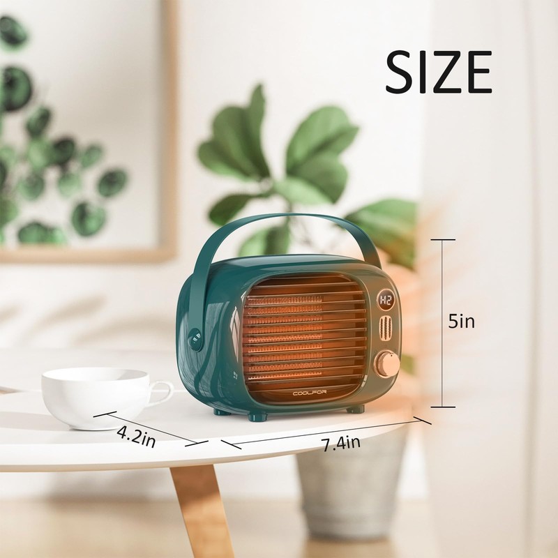 Coolfor Space Heater,800W/500W Fast Heating Desk Heater with Temperature Control,Safe
