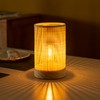 Battery Operated Lamp Boho Rattan Table Lamp with Timer, Battery