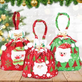 TYFYH Pack of 3 Christmas Bags Santa Bags with Drawstring, Candy Bags, Gift Bag Christmas for Christmas Party