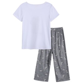 YIJIU Women's Pajama Sets Plus Size Short-Sleeve Sleepwear Top with Capri Pants 2 Piece Pjs Set Nightwear,Koala,XL