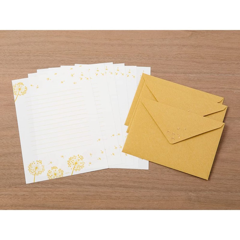 Midori 86509006 Letter Set Foil Stamped Envelopes, Fluff Pattern