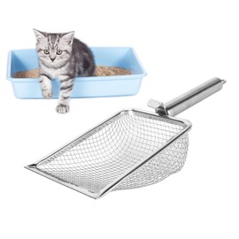 Reptile Litter Scoop, Stainless Steel Litter Scoop, Multi Functionality Cat Litter Scoop Hanging Easy Clean, Metal Cat Litter Scoop for Cleaning Feces Scooping Cat Litter Collecting Shells