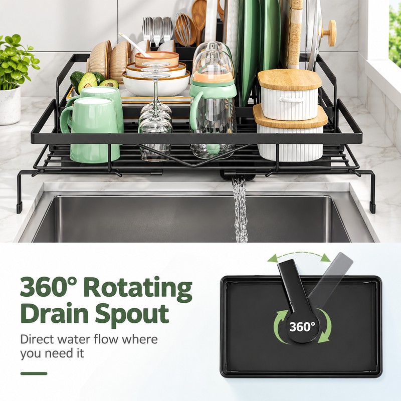 Expandable Dish Drying Rack for Kitchen Counter – Adjustable Dish
