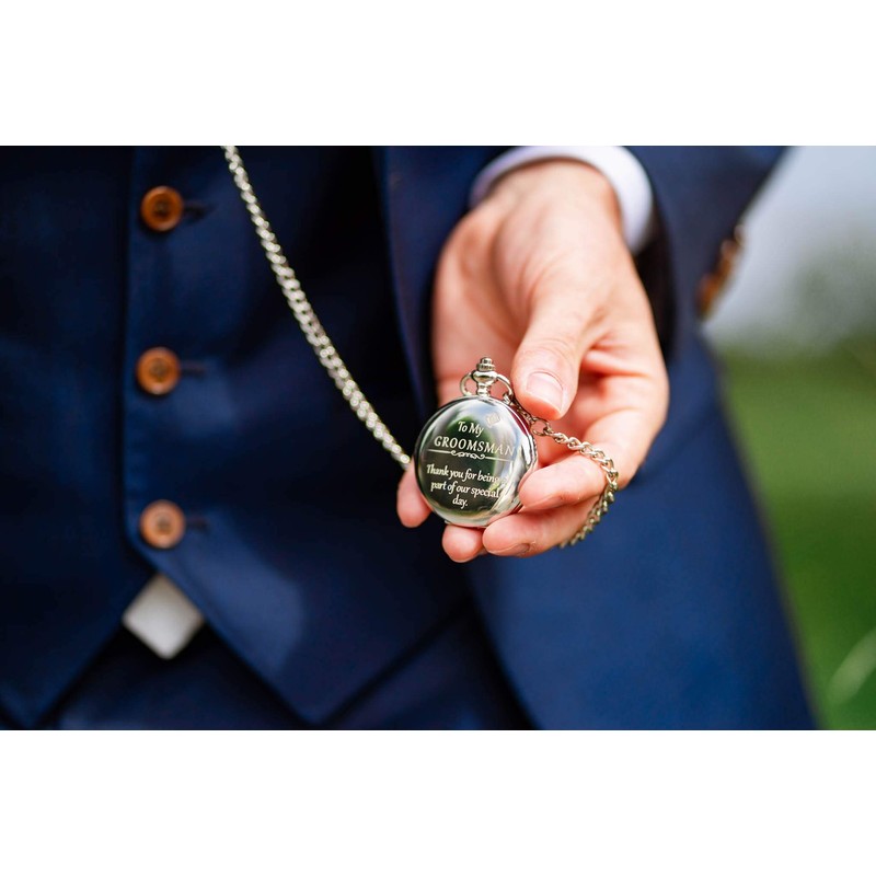 Groomsmen Gifts for Wedding – Engraved Groomsman Pocket Watch –