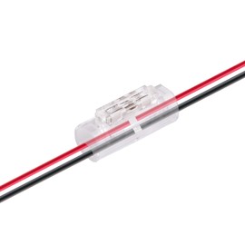 Brightfour Wire Splice Connectors, Small Wire Connectors, Transparent No Wire Stripping Low Voltage and High Voltage Wire Connectors for 20-22 AWG Wires, 2 Conductors 12 Pack