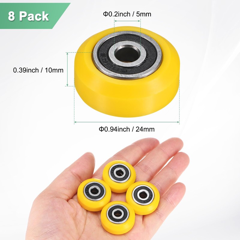 M METERXITY 8pcs 3D Printer Roller V Slot 0.94"/24mm Solid