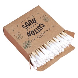 luoshaPUCY Bamboo Cotton Buds (Pack of 100) 100% Plastic-Free Biodegradable Environmentally Friendly Ear Sticks