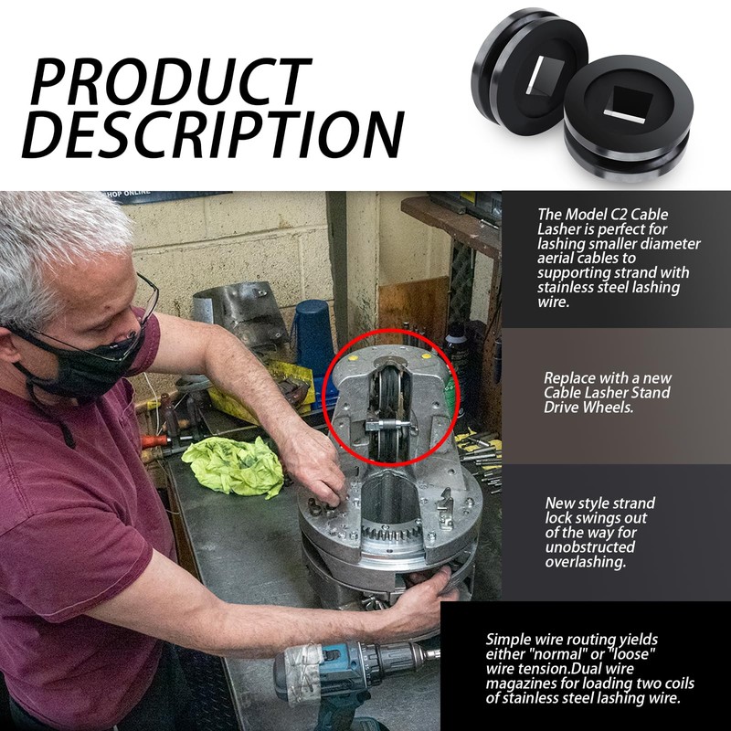 XTPTFABS 2PCS Cable Lasher Stand Drive Wheels/Cable Lasher Strand Wheels(Rubber