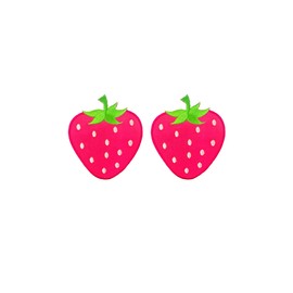 PLpatch Set of 2 pcs. Mini Pretty Strawberry Cute Fruit Patches Cartoon logo1 Patches Sew Iron on Embroidered Applique Badge Sign Patch Clothing Costume (Pink), vary small