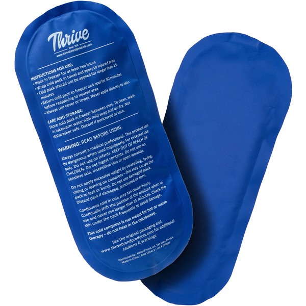 Thrive Reusable Ice Packs for Injuries - Pack of 2 - Regular Gel Ice Packs for Knee, Shoulder, Ankle, Wrist, Neck & Back Pain Relief - FSA HSA Eligible