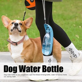 Botella de agua para perros, 550ML Bebedero portátil plegable para mascotas Vasos de agua para mascotas de plástico Dispensador de agua para cachorros Mascotas Artículos de acompañamiento al aire Azul