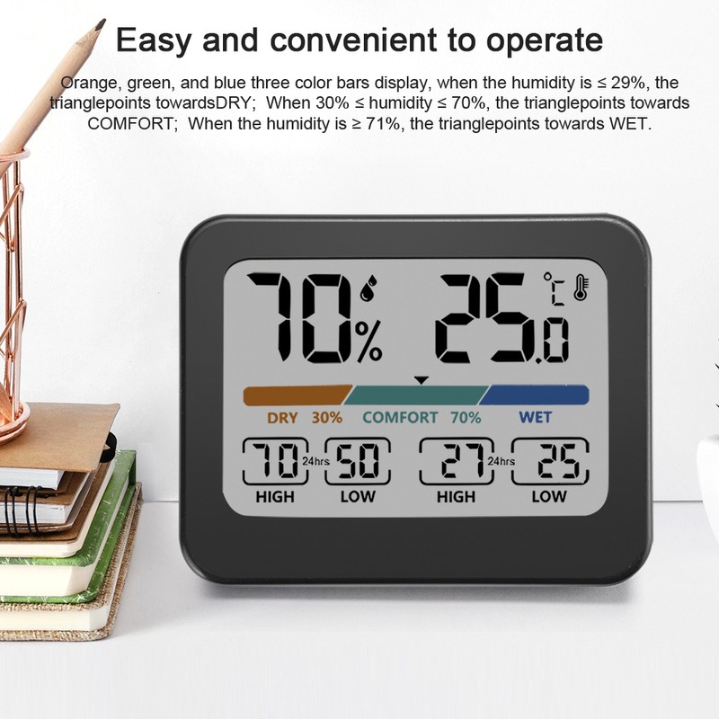 Household Large Screen Digital Display Temperature and Humidity Meter Multifunctional