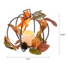 Elements Black Metal Wire Pumpkin with Artificial Leaves and LED